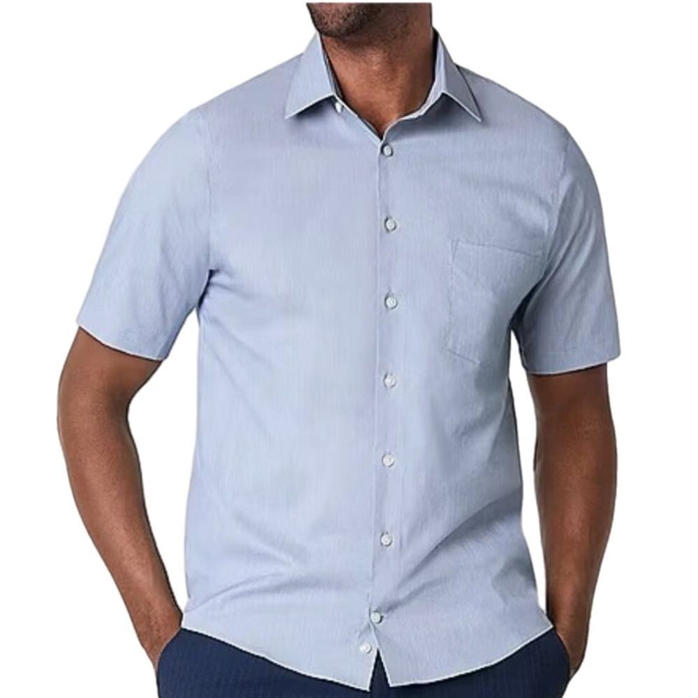 STAFFORD ESSENTIALS The Oxford Shirt Men’s Short Sleeve Pocket Classic Fit 17.
